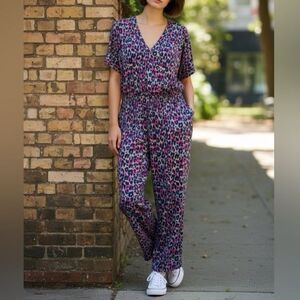 Pact Charlie Jumpsuit Leopard Print Plus Size XXL Organic Cotton